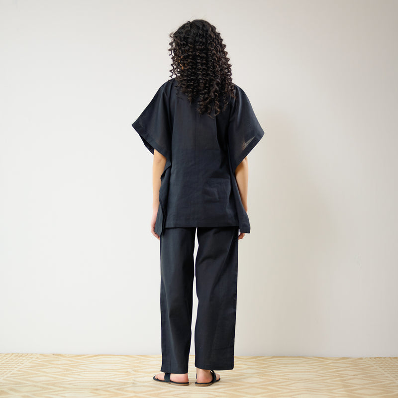 Dahlia Statement Embroidered Cotton Co-ord Set - Black
