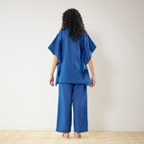 Dahlia Statement Embroidered Cotton Co-ord Set - Electric Blue