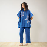 Dahlia Statement Embroidered Cotton Co-ord Set - Electric Blue