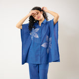 Dahlia Statement Embroidered Cotton Co-ord Set - Electric Blue