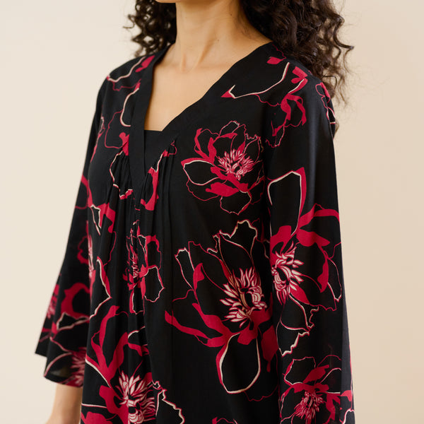 Noor Cotton Kurta Set - Black