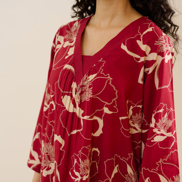 Noor Cotton Kurta Set - Maroon
