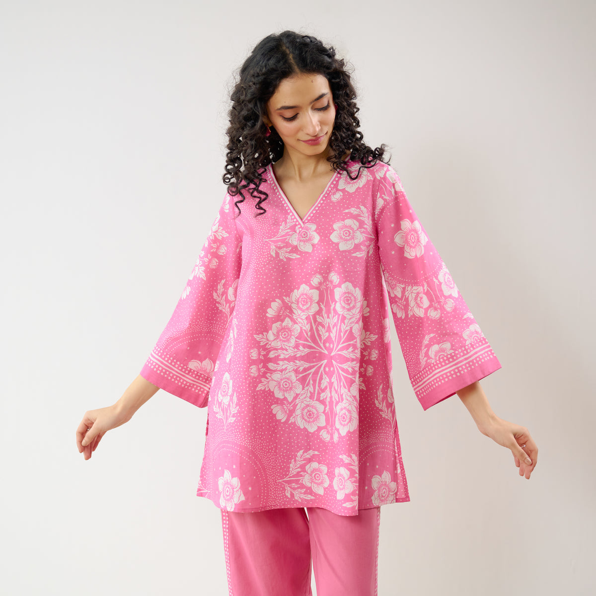 Dewdrop Cotton Co-ord Set - Pink