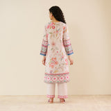 In Full Bloom Slub Cotton Kurta Set - Off White