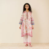 In Full Bloom Slub Cotton Kurta Set - Off White