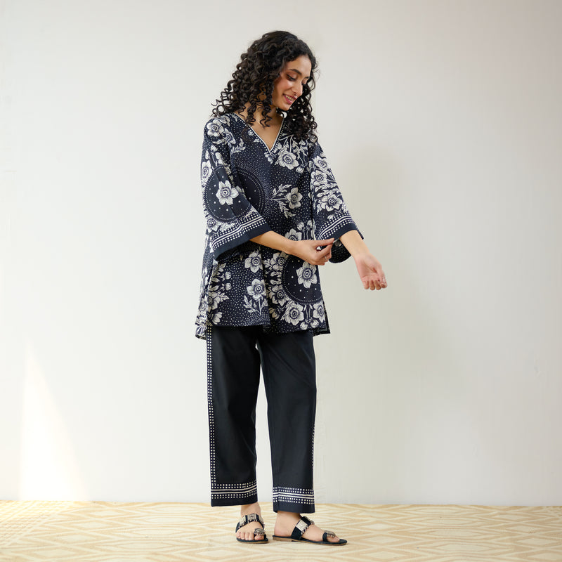 Dewdrop Cotton Co-ord Set - Classic Black