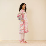 In Full Bloom Slub Cotton Kurta Set - Off White