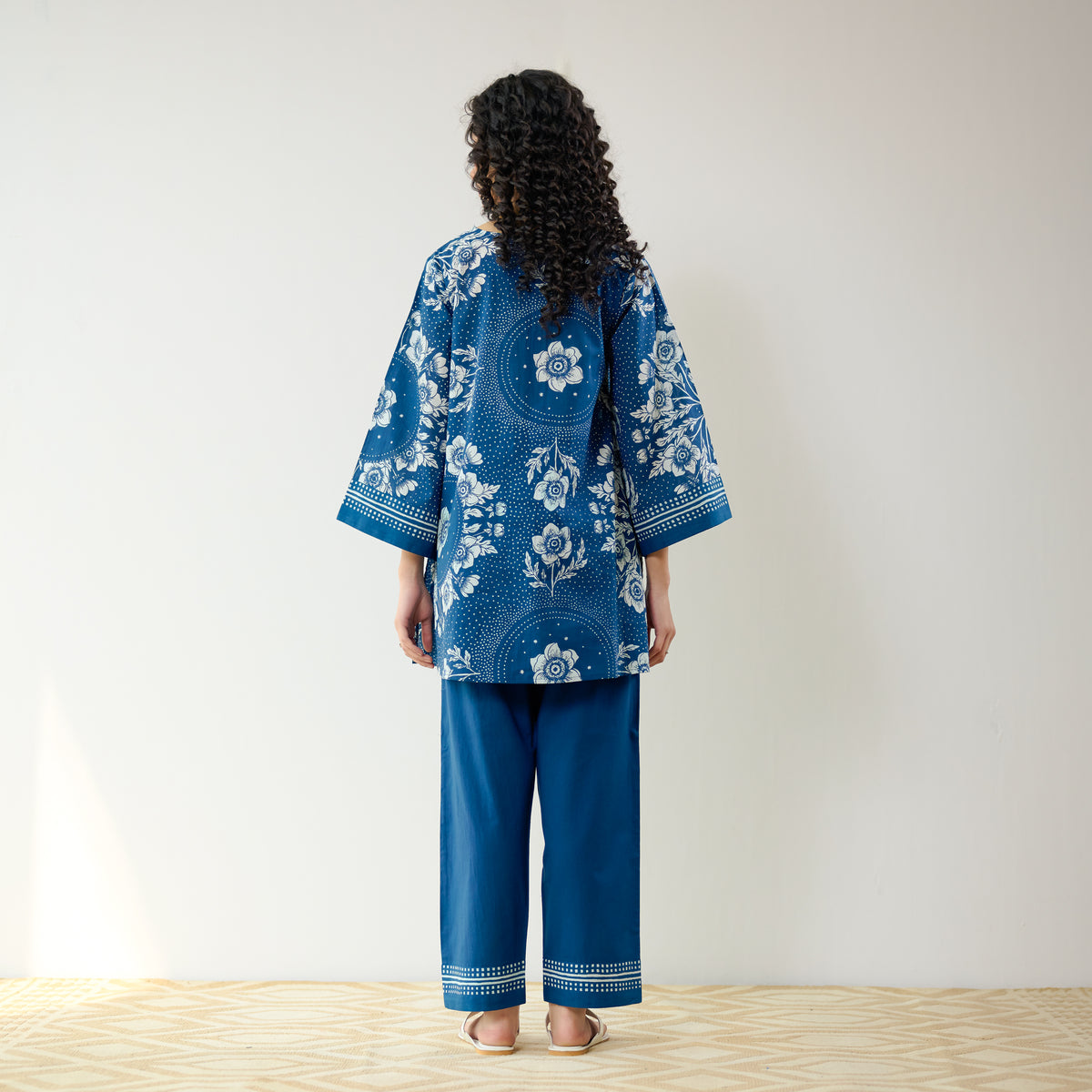 Dewdrop Cotton Co-ord Set - Indigo Blue