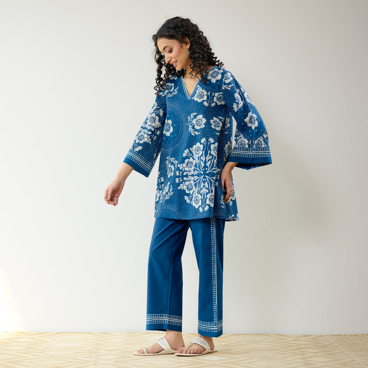 Dewdrop Cotton Co-ord Set - Indigo Blue
