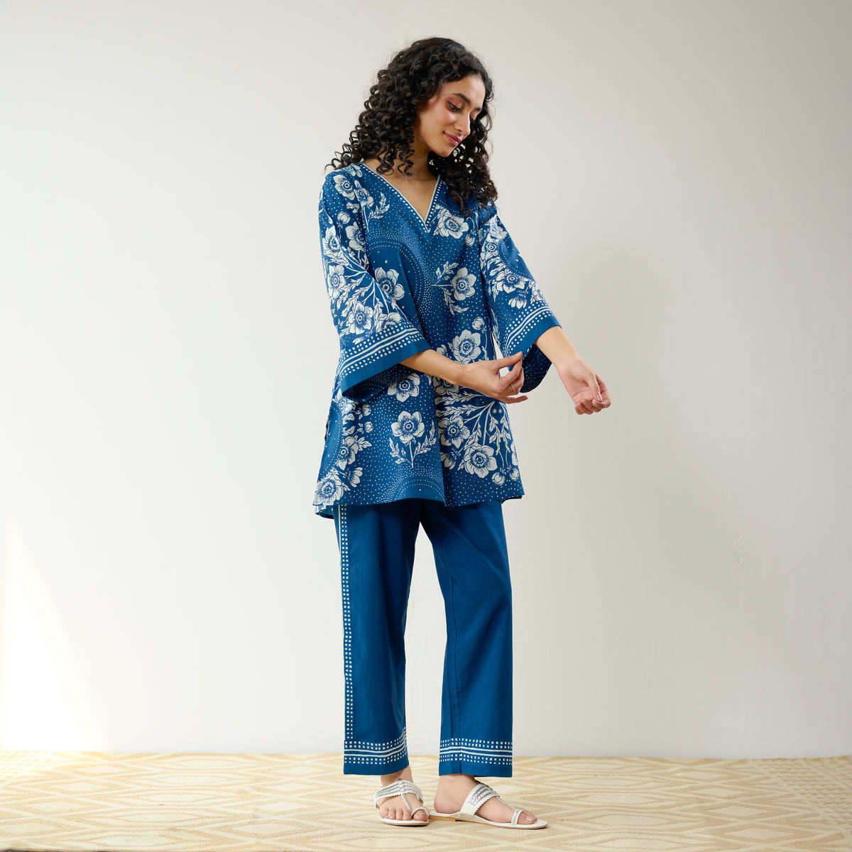 Dewdrop Cotton Co-ord Set - Indigo Blue