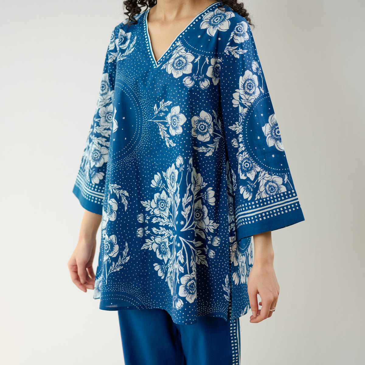 Dewdrop Cotton Co-ord Set - Indigo Blue