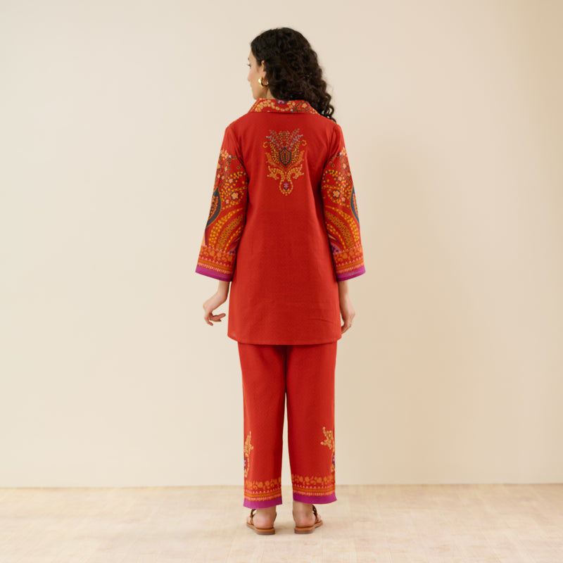 Kashira Slub Cotton Co-ord Set - Rust