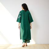 Meadow Patchwork Cotton Kurta Set - Emerald Green