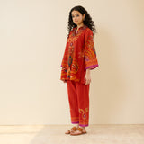 Kashira Slub Cotton Co-ord Set - Rust