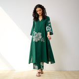 Meadow Patchwork Cotton Kurta Set - Emerald Green