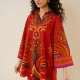 Kashira Slub Cotton Co-ord Set - Rust