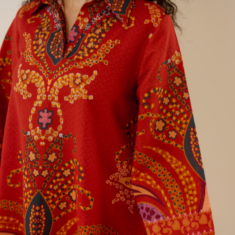 Kashira Slub Cotton Co-ord Set - Rust