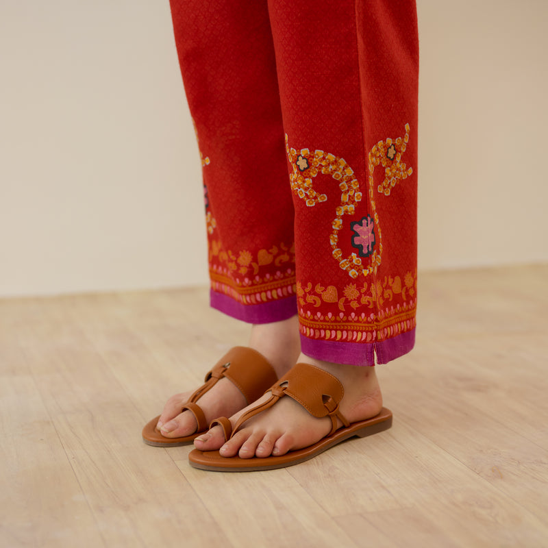Kashira Slub Cotton Co-ord Set - Rust