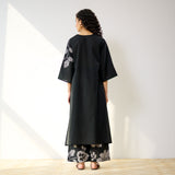 Meadow Patchwork Cotton Kurta Set - Black