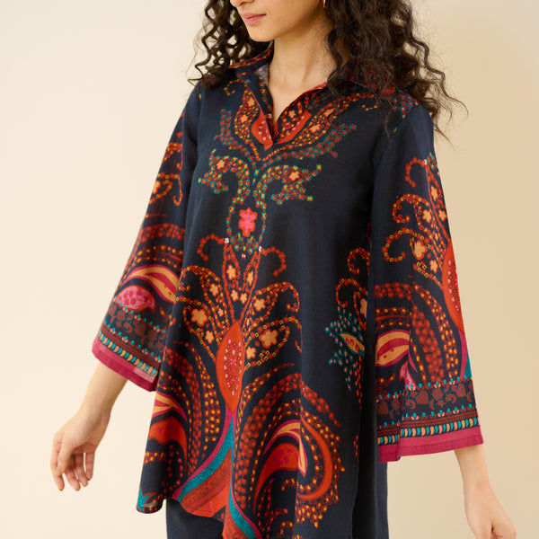 Kashira Slub Cotton Co-ord Set - Black