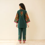 Kashira Slub Cotton Co-ord Set - Forest Green