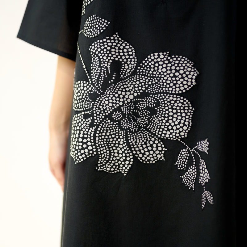 Meadow Patchwork Cotton Kurta Set - Black