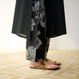 Meadow Patchwork Cotton Kurta Set - Black