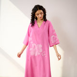 Meadow Patchwork Cotton Kurta Set - Pink