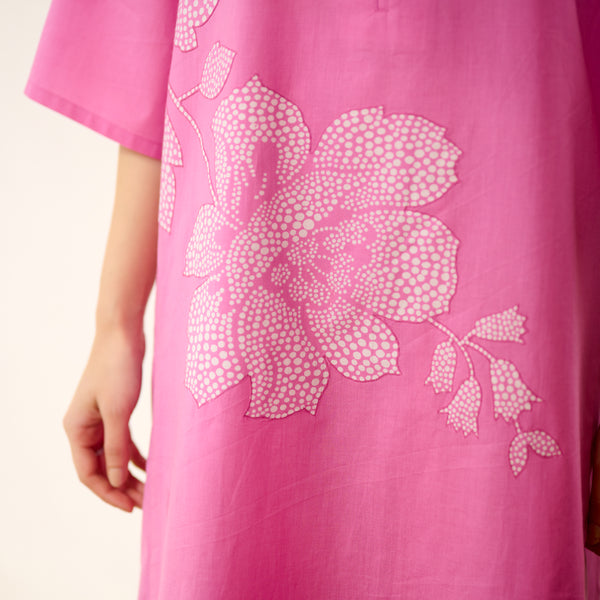Meadow Patchwork Cotton Kurta Set - Pink