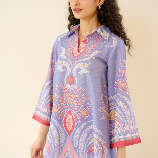Kashira Slub Cotton Co-ord Set- Lavender