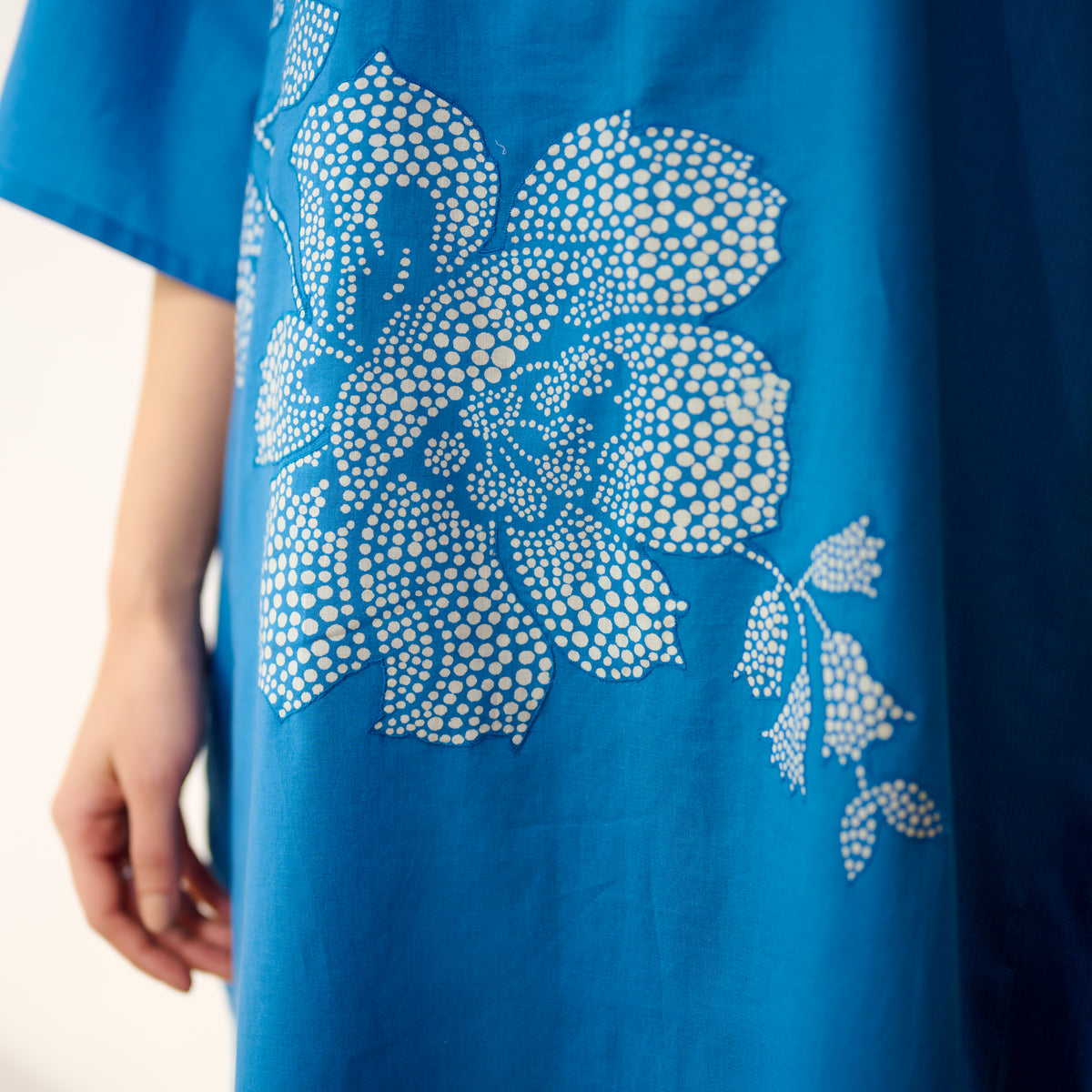 Meadow Patchwork Cotton Kurta - Electric Blue