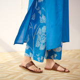 Meadow Patchwork Cotton Kurta Set - Electric Blue