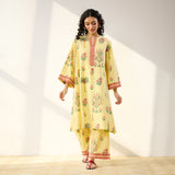 Mehfil Cotton Printed Co-ord Set - Mango Yellow