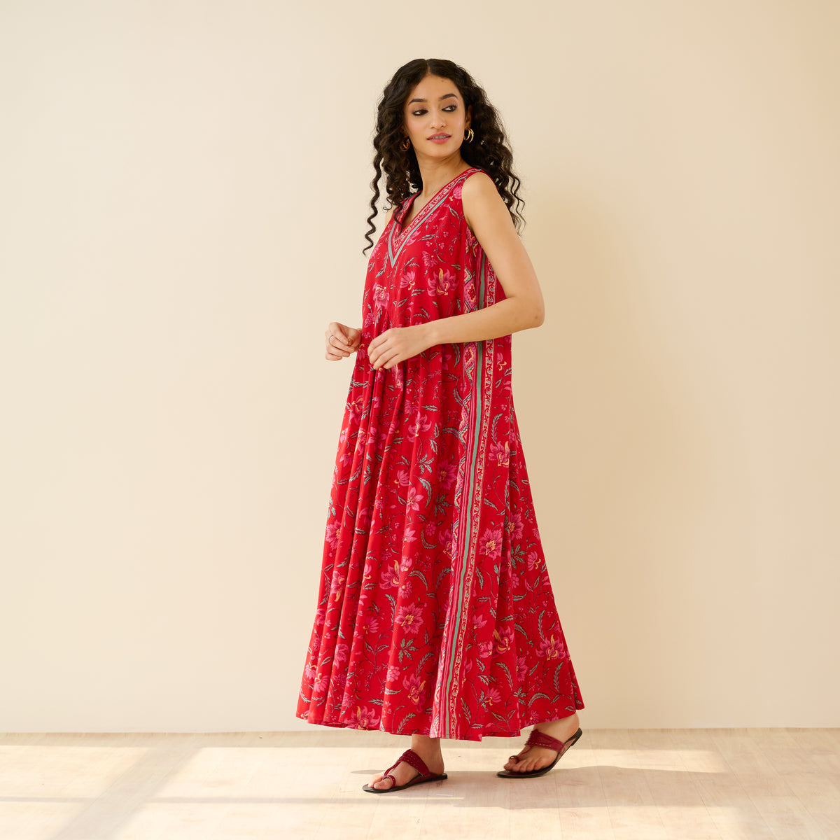 Sara Sanganeri Cotton Maxi Dress - Red