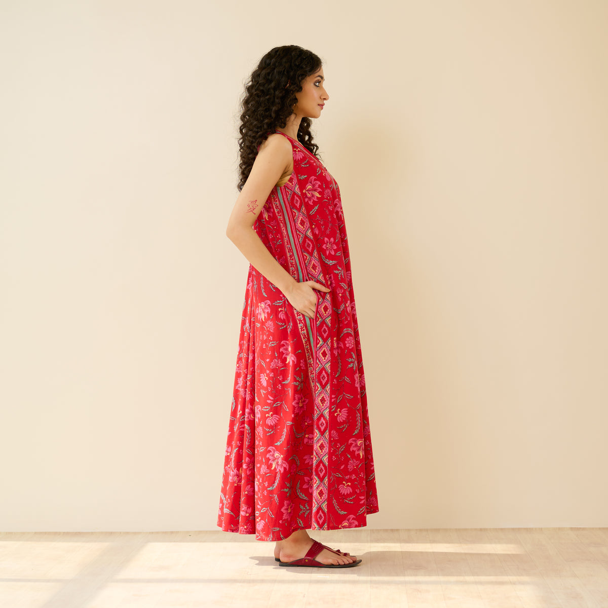 Sara Sanganeri Cotton Maxi Dress - Red