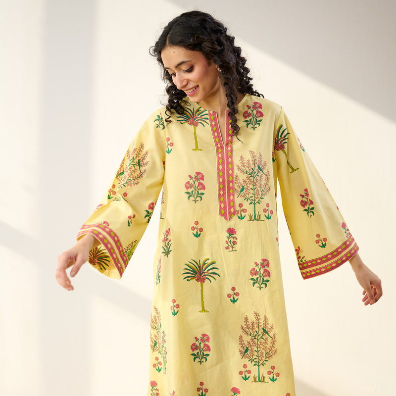Mehfil Cotton Printed Co-ord Set - Mango Yellow