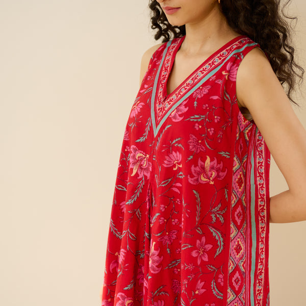 Sara Sanganeri Cotton Maxi Dress - Red