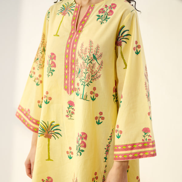 Mehfil Cotton Printed Co-ord Set - Mango Yellow