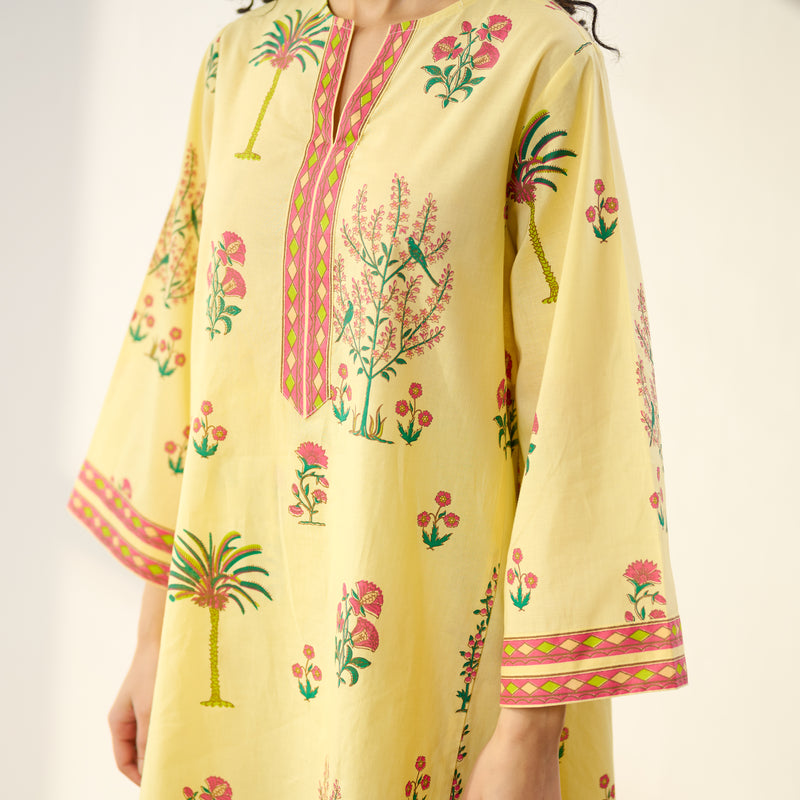 Mehfil Cotton Printed Co-ord Set - Mango Yellow
