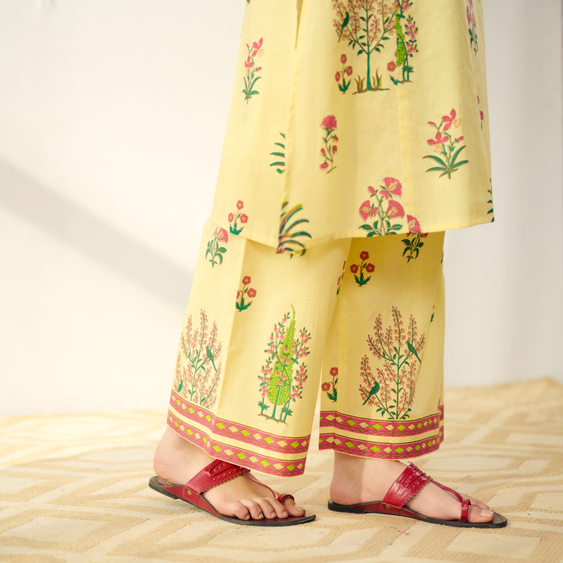 Mehfil Cotton Printed Co-ord Set - Mango Yellow