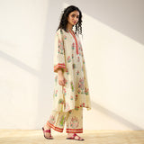 Mehfil Cotton Printed Co-ord Set - Off White Multicoloured