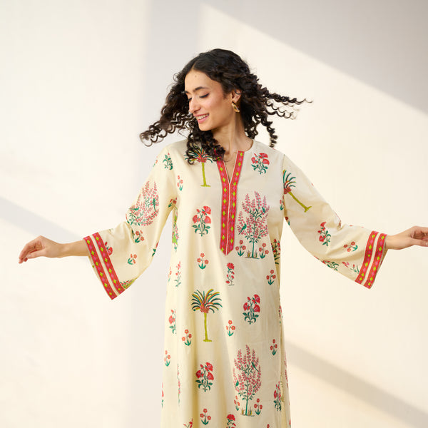 Mehfil Cotton Printed Co-ord Set - Off White Multicoloured