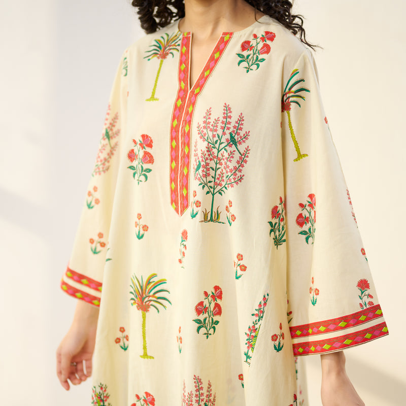 Mehfil Cotton Printed Co-ord Set - Off White Multicoloured