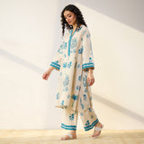 Mehfil Cotton Printed Co-ord Set - Off White Monotone
