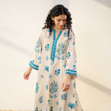 Mehfil Cotton Printed Co-ord Set - Off White Monotone