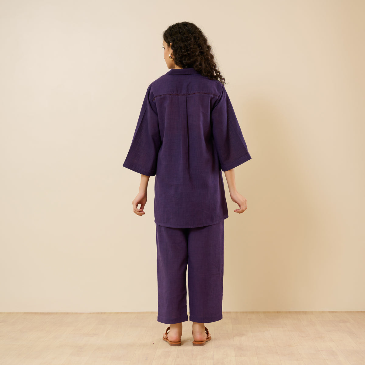 Sunflower Slub Cotton Co-ord Set - Violet