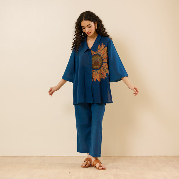 Sunflower Slub Cotton Co-ord Set - Indigo