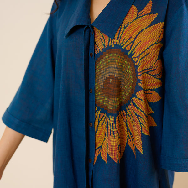 Sunflower Slub Cotton Co-ord Set - Indigo