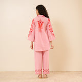 Paisley Slub Cotton Co-ord Set - Peach