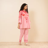 Paisley Slub Cotton Co-ord Set - Peach